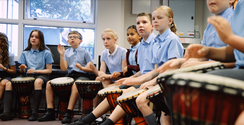 Children playing drums